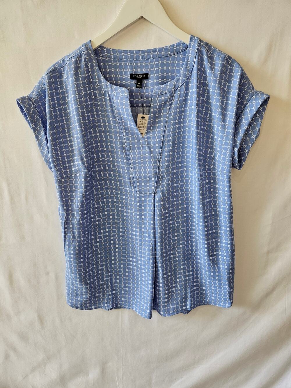 Talbots Petite Blouse Blue White Medium